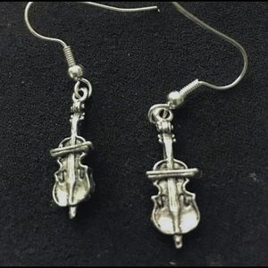handmade violin dangle earrings